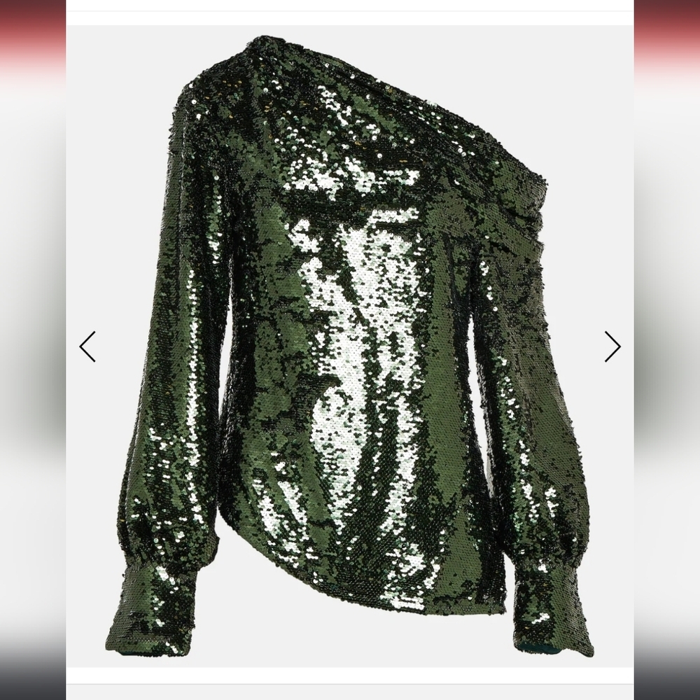 Simkhai Womens Green Alice One-Shoulder Top NWT - Picture 11 of 12